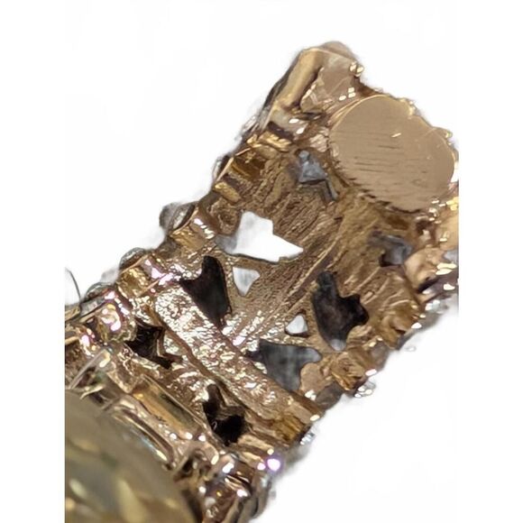 St. John Vintage Elegant Gold Tone Clip-On Rhinestone Earrings Rhinestones - Picture 6 of 9